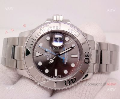 Copy Rolex Yacht-master 116622 Rhodium Grey Dial  Blue Accents Watch